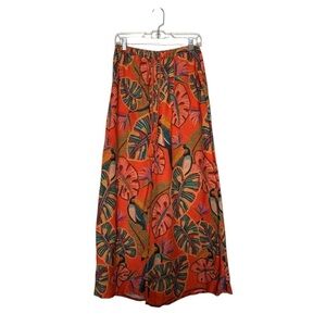 Farm Rio Birdie Orange Wide Leg Pants Size Small
